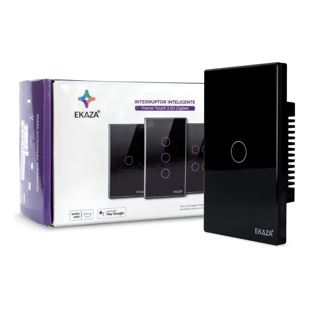 Interruptor EKAZA Inteligente Zigbee 1 Botão Touch  Alexa Google
