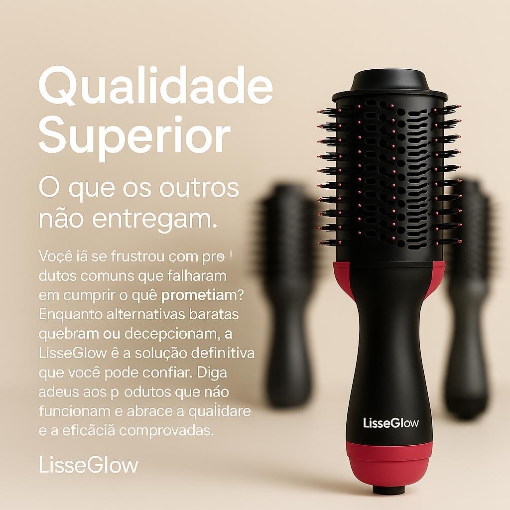 Escova Secadora Alisadora 3 em 1 Cabelos Brilhantes e Sedosos