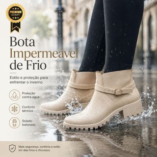Bota Cano Curto Feminina mpermeável Super Macia Leve Confortável Sola Antiderrapante Inverno Neve Chuva Fivela Metal