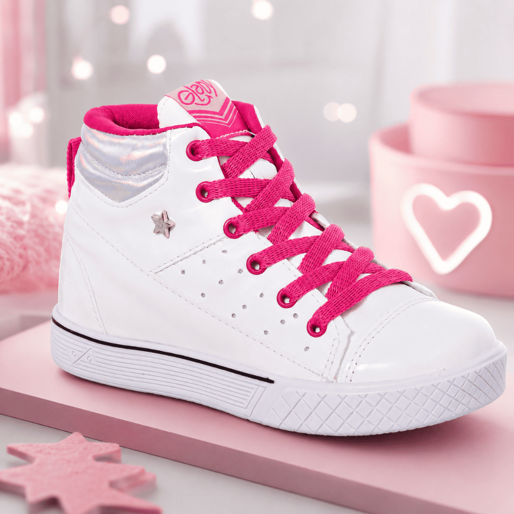 Tênis Botinha Infantil Menina Glitter Confortável Brilho Branco Macio Original 20 ao 35 Promoção