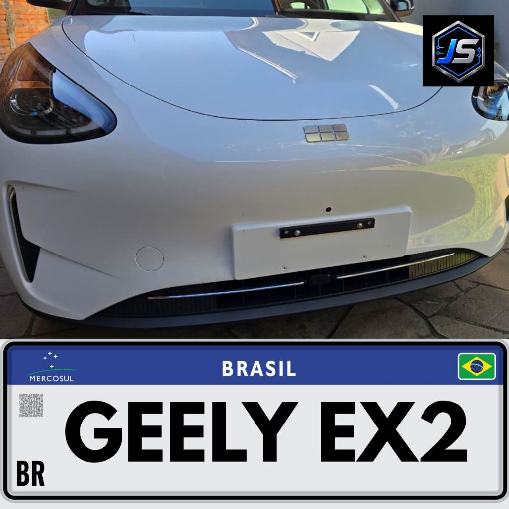 Kit Par de Suportes Placa Geely Ex2 - Sem Furar Para-choque