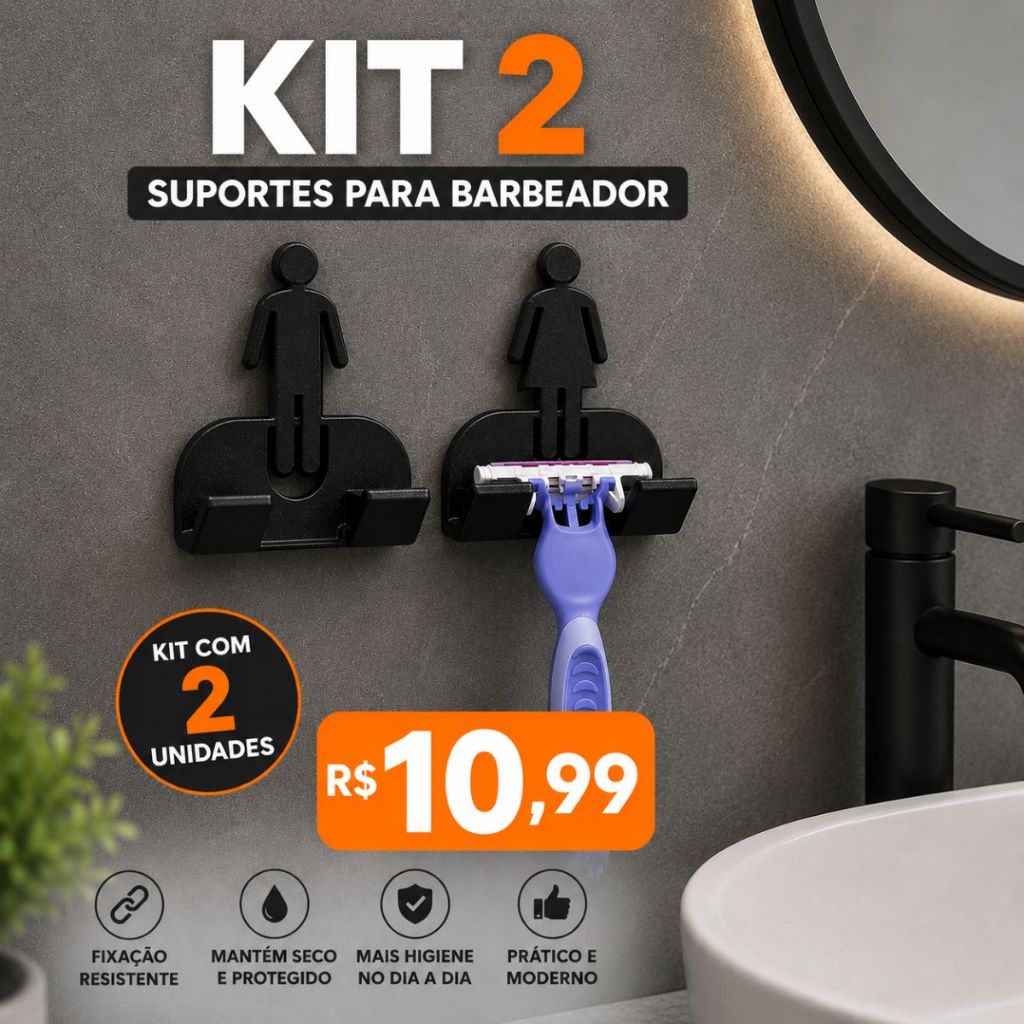Suporte kit 2 De Lâmina De Barbear Dele Dela Conjunto Feminino Masculino Parede Banheiro Organizador