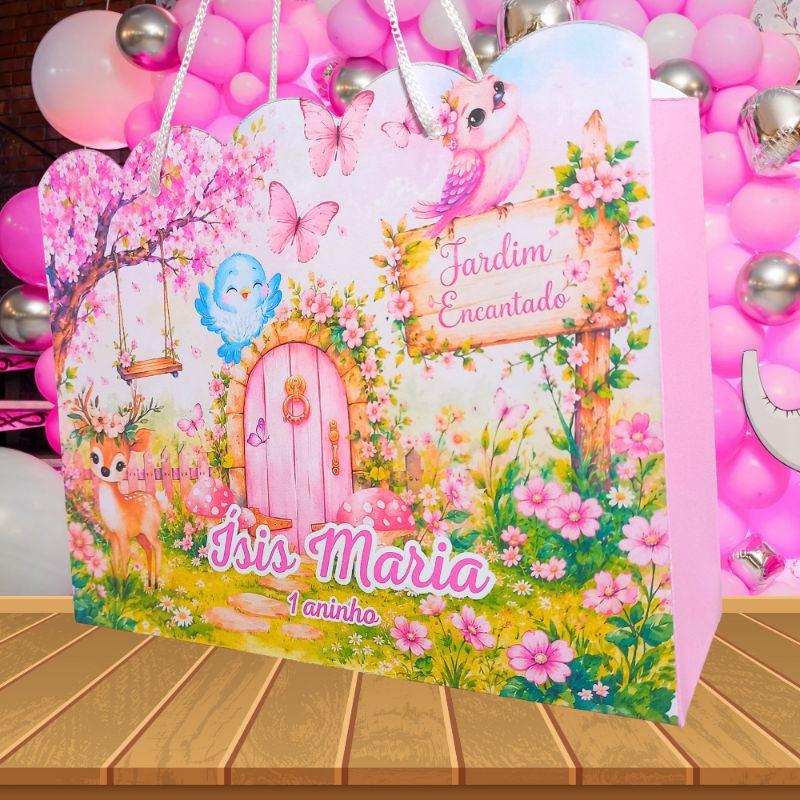 kit 10 SACOLINHAS PERSONALIZADAS JARDIM ENCANTADO / LEMBRANCINHAS JARDIM ENCANTADO