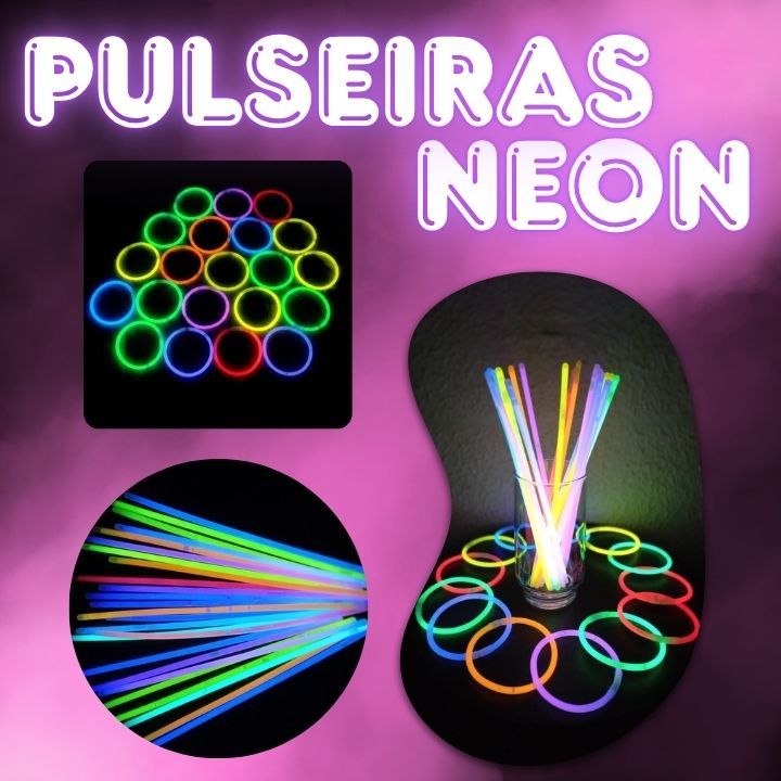 Kit Pulseira Neon Fluor Festa Balada Casamentos Eventos 50/100/150/200 unidades