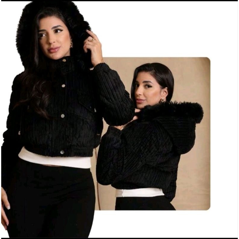 Jaqueta Puffer Infantil Menina Cotele Juvenil Forrada Peluciada Capuz removível outono e inverno n 08 a18