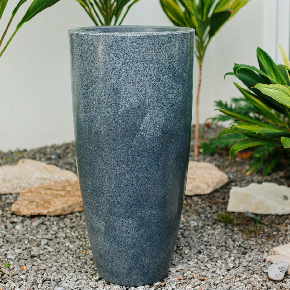 Vaso Para Planta Decorativo Coluna Ibiza Cone Grande Liso Marmorizado Luxo Resistente