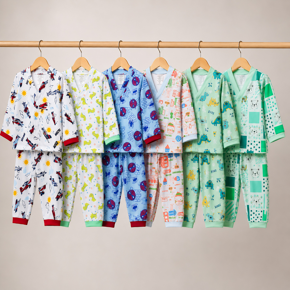 Kit 3 Pijamas Bebê Menino Recém-Nascido Inverno Manga Longa Roupa de Dormir RN 0 a 6 Meses
