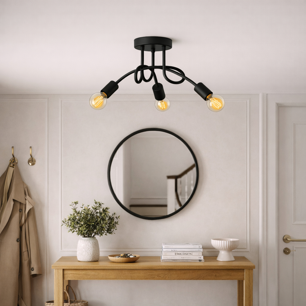 Lustre Pendente Sputnik Assimétrico Laço 3 Lâmpadas E27 para sala salão cozinha