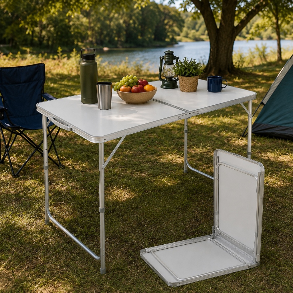 Mesa Portátil Pés Dobráveis Vira Maleta Camping Praia