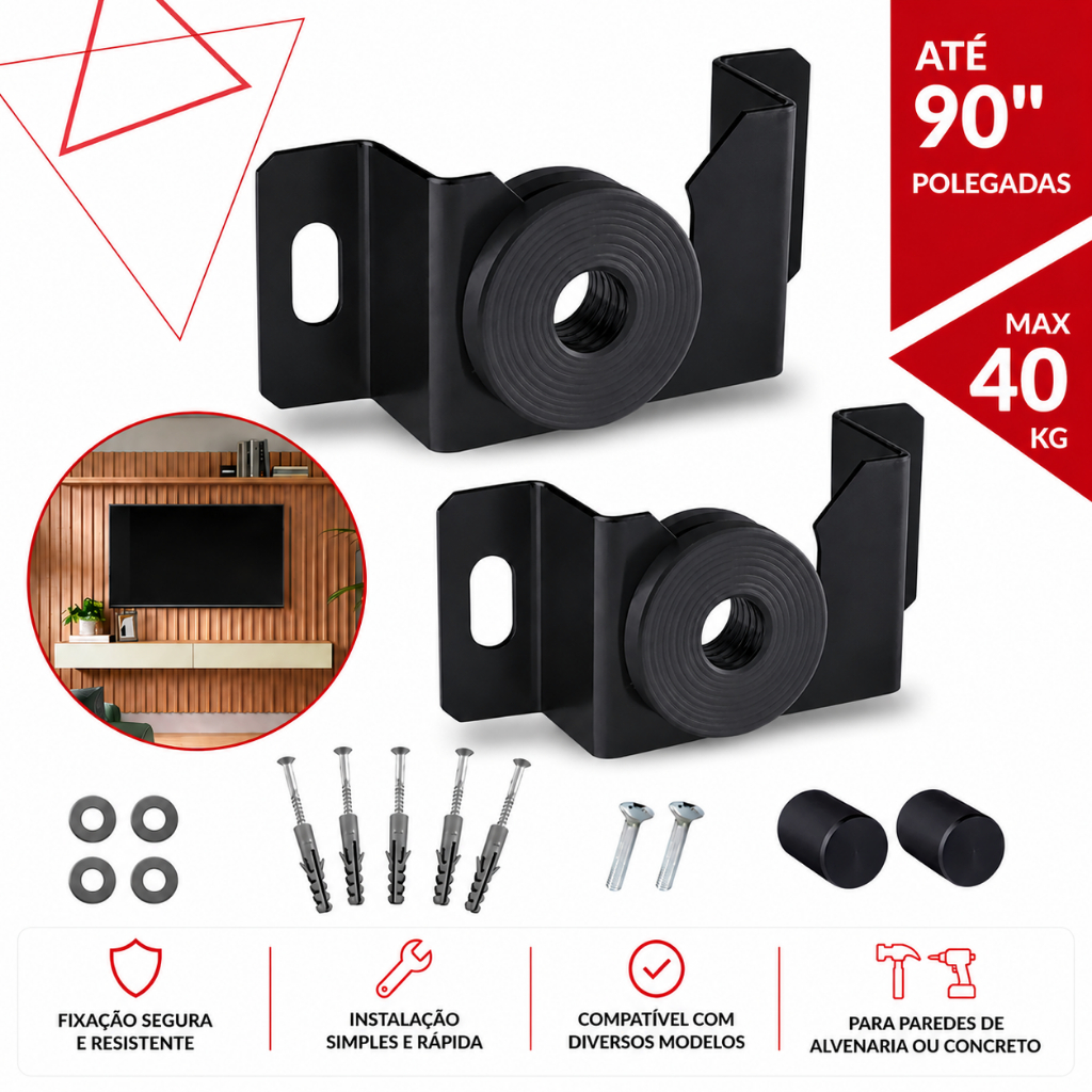Suporte Universal Fixo Para Smart TV LED LCD 4K Parede Painel 10 Até 90 Polegadas Suporta Até 40kg