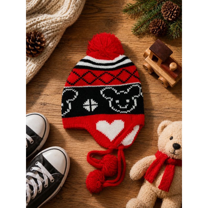 Touca Infantil de Tricô para Menina 5 a 8 Anos com Pompom | Touca de Inverno Quentinha e Estilosa
