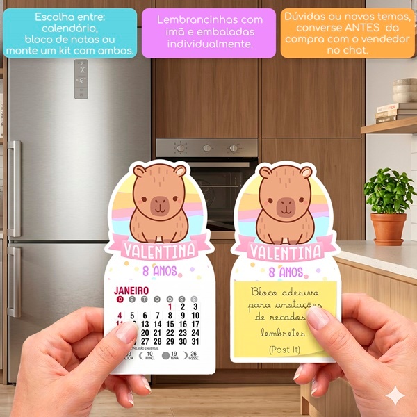 CAPIVARA LEMBRANCINHA DE MINI CALENDÁRIO OU BLOCO DE RECADO ARTIGO DE FESTAS