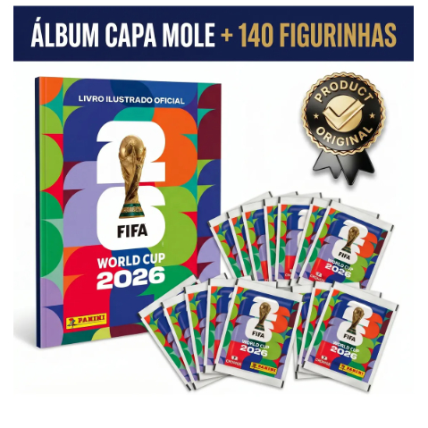 Kit Álbum Copa Do Mundo 2026 FIFA Capa Mole + 20 Envelopes (140 Figurinhas)