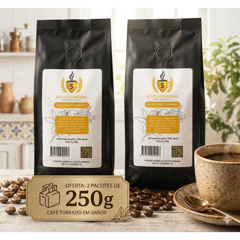 ☕ KIT 2x Café Especial Sítio Goiabeiras 250g – Microlote 🌱 100% Arábica | 85 Pontos | Em Grãos Peneiras 18+
