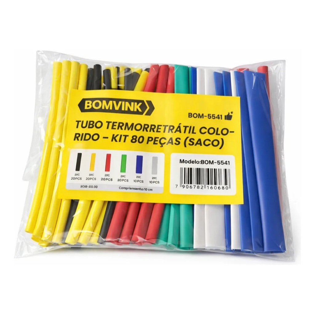 Espaguete Caninho Tubo Isolante Termo Retrátil Colorido Kit C/80, 160 ou 240 Peças