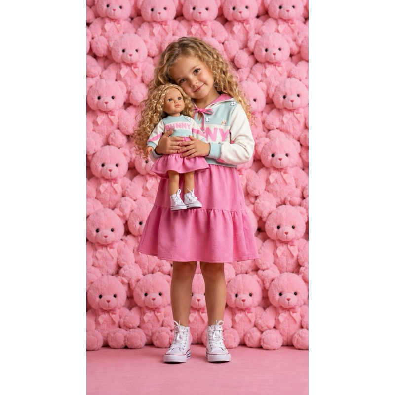 Vestido, Roupa de Menina, Roupa infantil, Moda Infantil, Roupa de Frio, Casaco Infantil, Boneca, Menina e Boneca