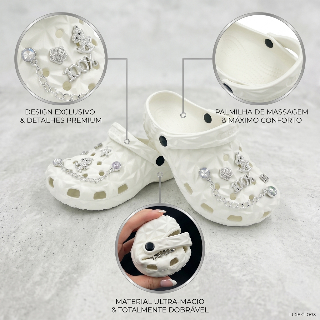 Babuche EVA Casual Macio Leve Antiderrapante Confortável com Acessórios Finos Textura 3D Diamante — imagem 2 de 2