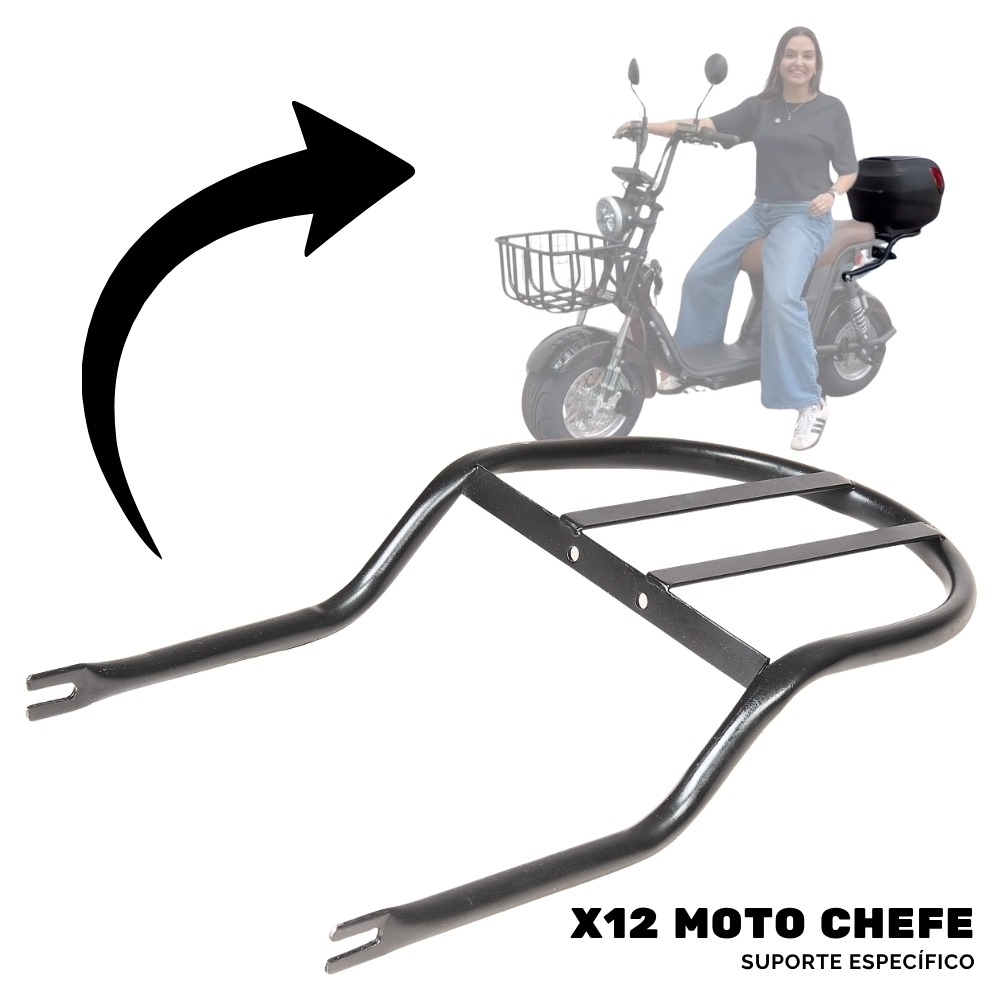 Suporte de Bagageiro de X12 - Baú para Scooter e Moto Elétrica | MOTO CHEFE