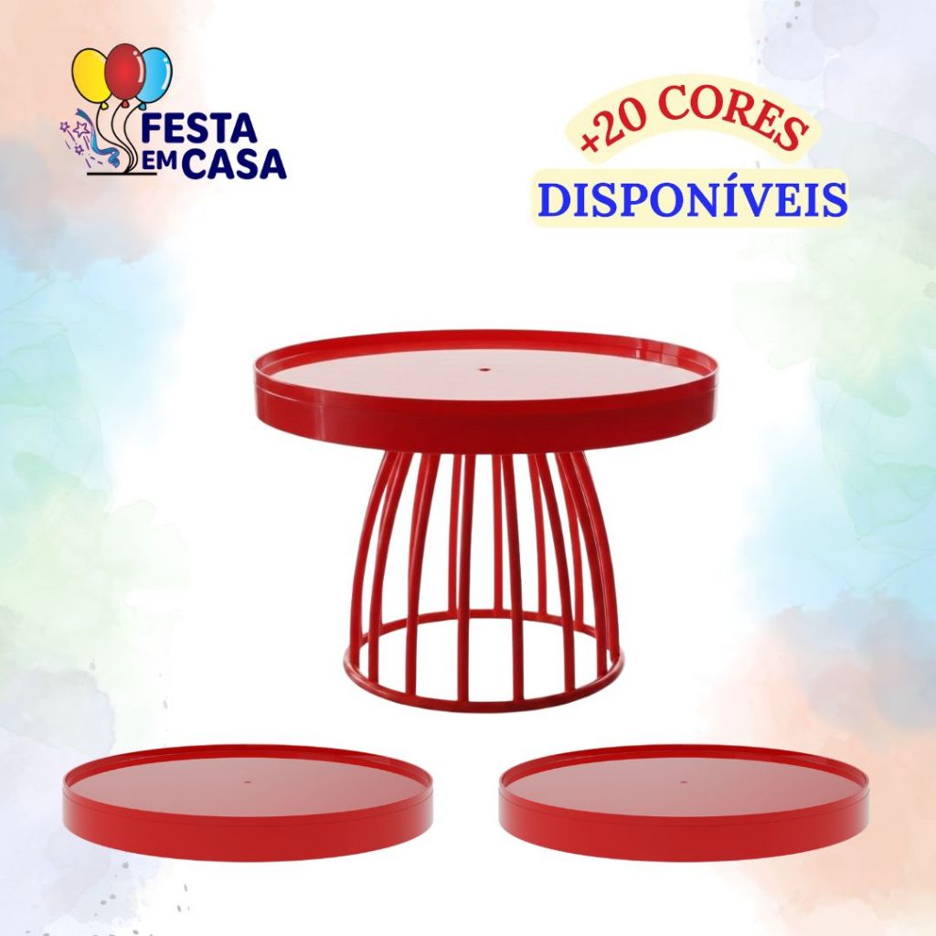 KIT BOLEIRA BABY 18 CM com 2 Bandejas Solene para Decoração e Festas