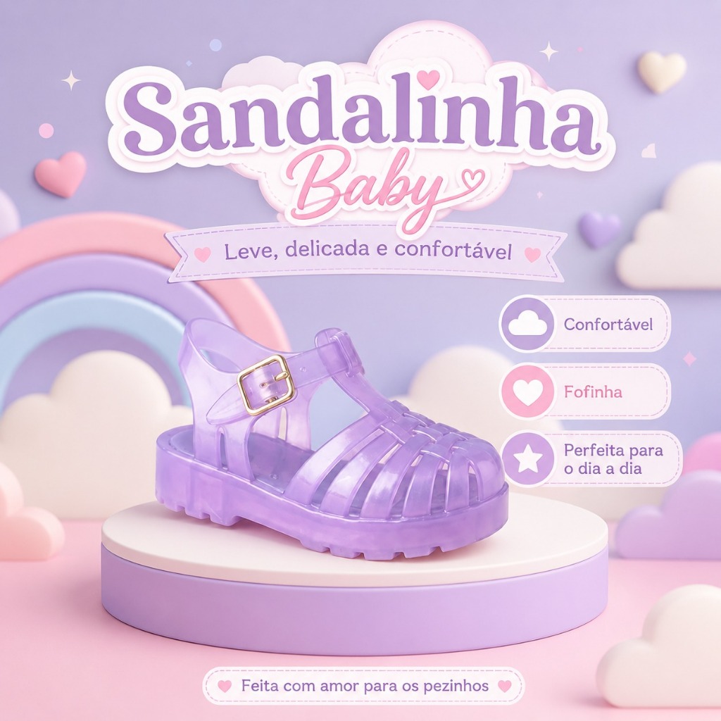 Sandália Papete Infantil Baby Menina Dia A Dia Conforto Mais Vendida