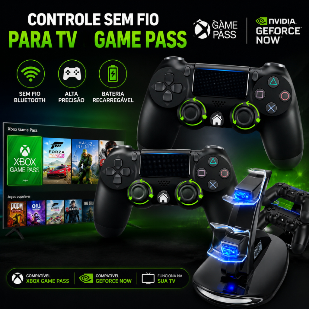 Kit 2 Controles P/ Tv Samsung Xbox Game Pass Pc + Carregador Completo