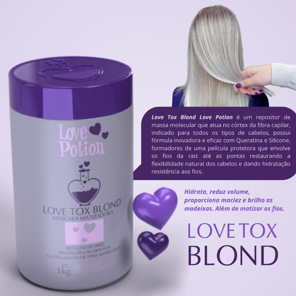 Love Tox Blond Matizador Redução De Frizz Love Potion 1Kg