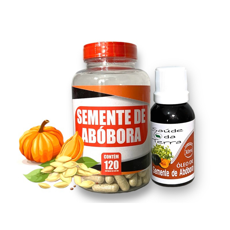 Dupla Semente de Abóbora 120caps + Óleo de Abóbora Oil Gold
