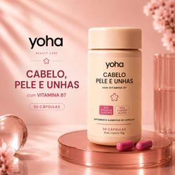 Cabelo Pele Unhas Com Biotina Vitamina B7 Ácido Hialurônico Yoha 30 Cápsulas Suplemento Camila Loures