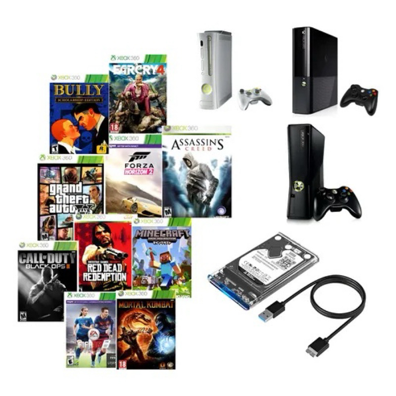 Hd Xbox 360 500GB com mais de 200 Jogos para Xbox Bloqueado ou Não