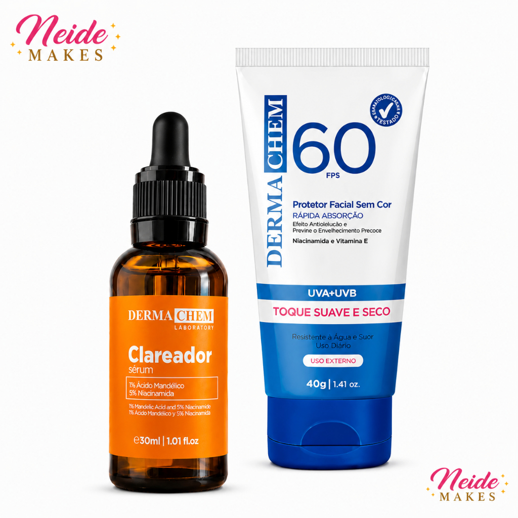 Kit Skincare Dermachem Protetor Solar Rosto  FPS 60 +  Sérum Clareador Vitamina C Dermachem - Original