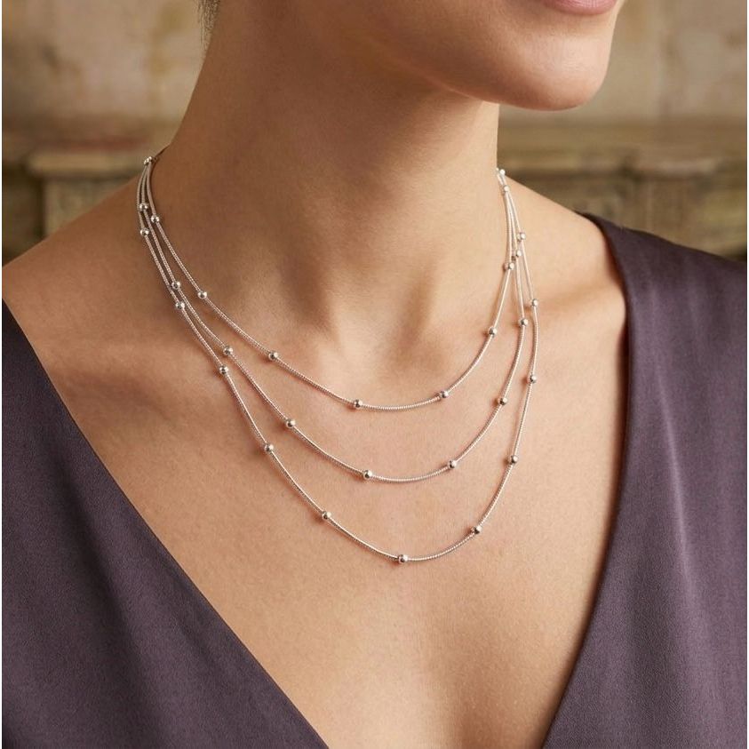 Colar triplo bolinhas Aço Inoxidável - Elegante