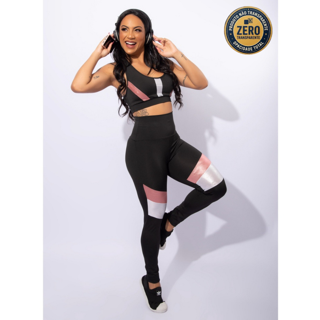 Conjunto Fitness feminino Legging E Top Academia Feminino ZERO TRANSPARÊNCIA