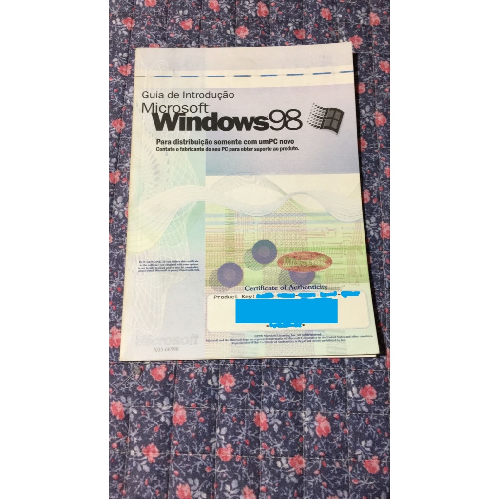Guia de Introdução Microsoft Windows 98 (com Product Key)