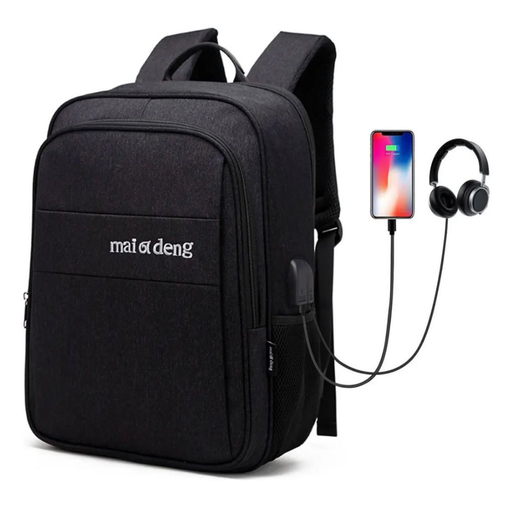 Mochila Executiva Masculina para Notebook Antifurto Impermeável Resistente USB Preta Grande