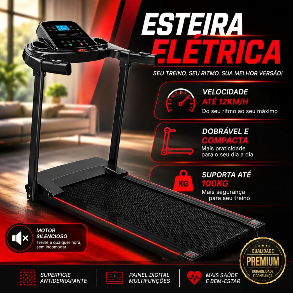 Esteira Elétrica Ergométrica Ahead Sports 110/220v com Inclinação Para Caminhada Rápida Montagem