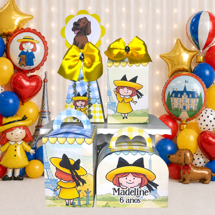 Kit Caixas Personalizadas MADELINE - Lembrancinhas Caixinhas Kit Festa para festa MONTADO