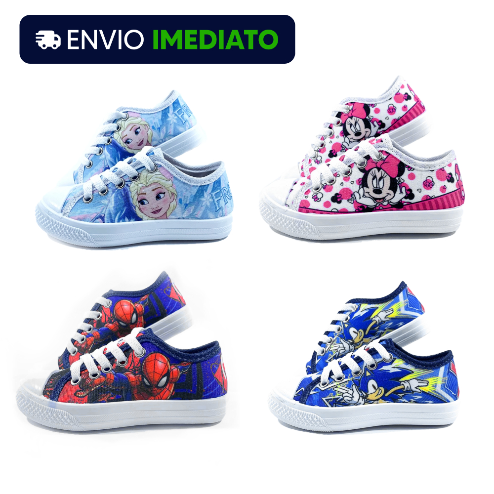 Tênis Infantil Masculino e Feminino Sonic Minnie Frozen Elsa com Conforto e Estabilidade