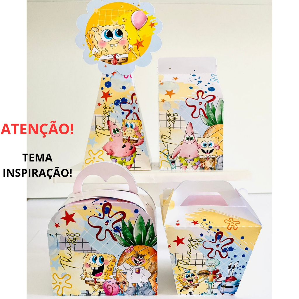 PEGUE E MONTE - Caixinhas Personalizadas BOB ESPONJA -  festa lembrancinha aniversário infantil