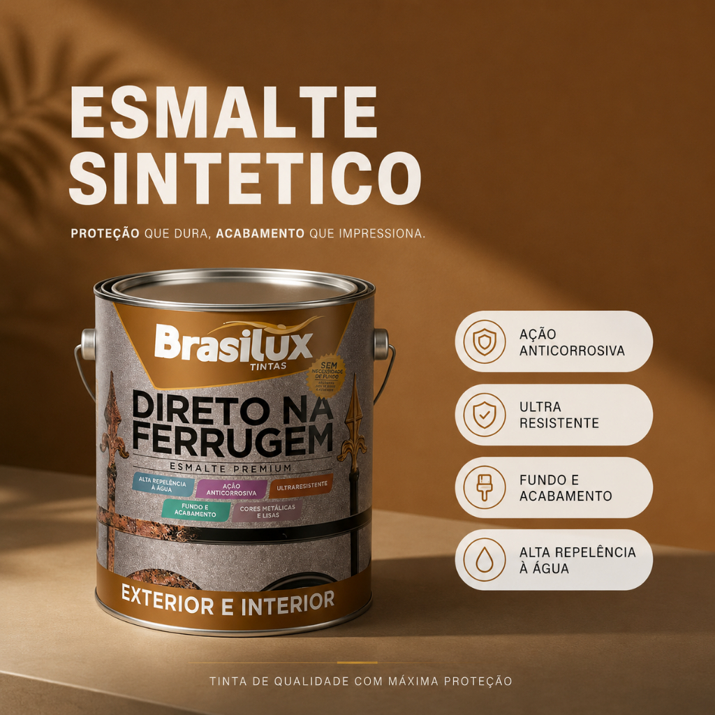 Tinta Esmalte Direto Na Ferrugem Tinta de Madeiras e Metais 3,6l Tinta Esmalte Brasilux Portas