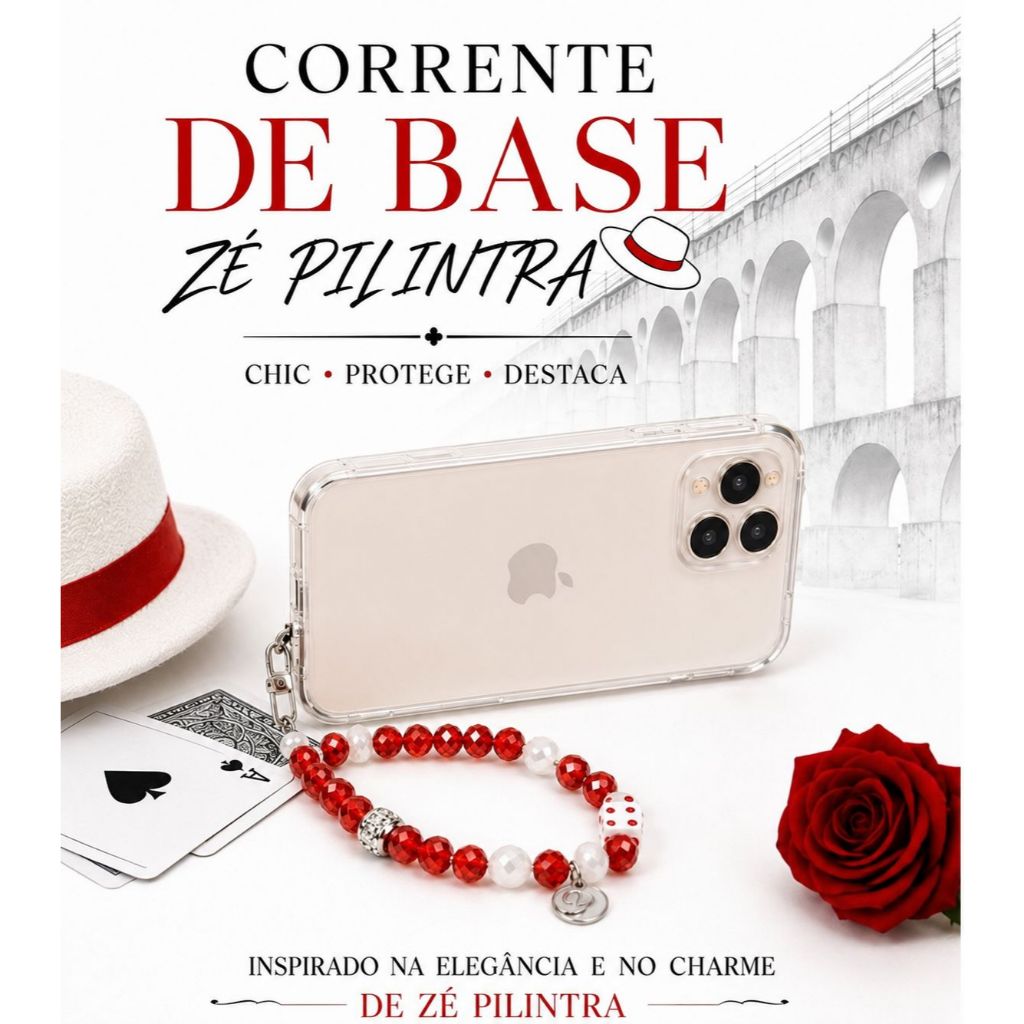 Alça Corrente Para Celular Zé Pilintra Tipo Pulseira Umbanda Malandros Com Cristais e Pingente Pra todos os celulares