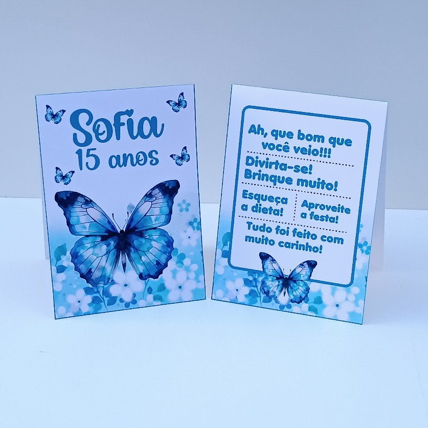 Plaquinha de Agradecimento Borboleta Azul l Personalizados l Lembrancinha de Festa l Aniversário