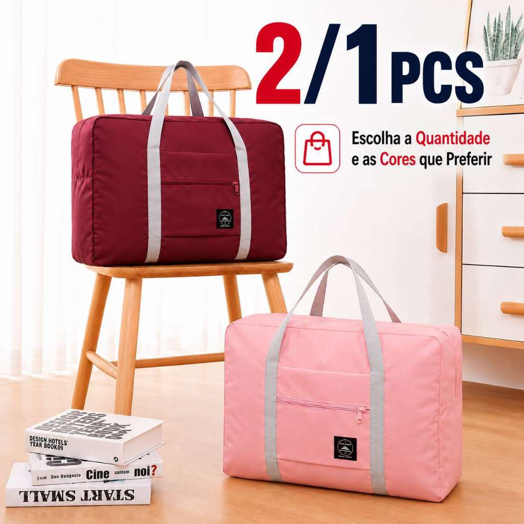 2/1 PCS Mala de viagem dobrável portatíl e impermeável com grande capacidade para Viagem Mudança Academia e Compras