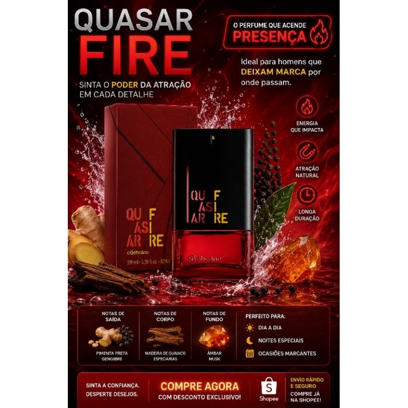Desodorante Colônia masculino Quasar Fire 100ml