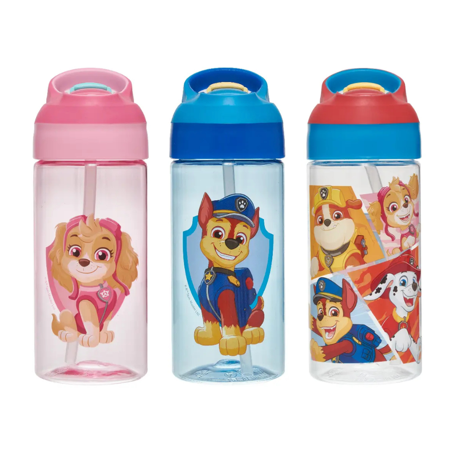 Garrafa Tritan Turma da Patrulha Canina 500ml Com Canudo de Silicone Original - Pacific