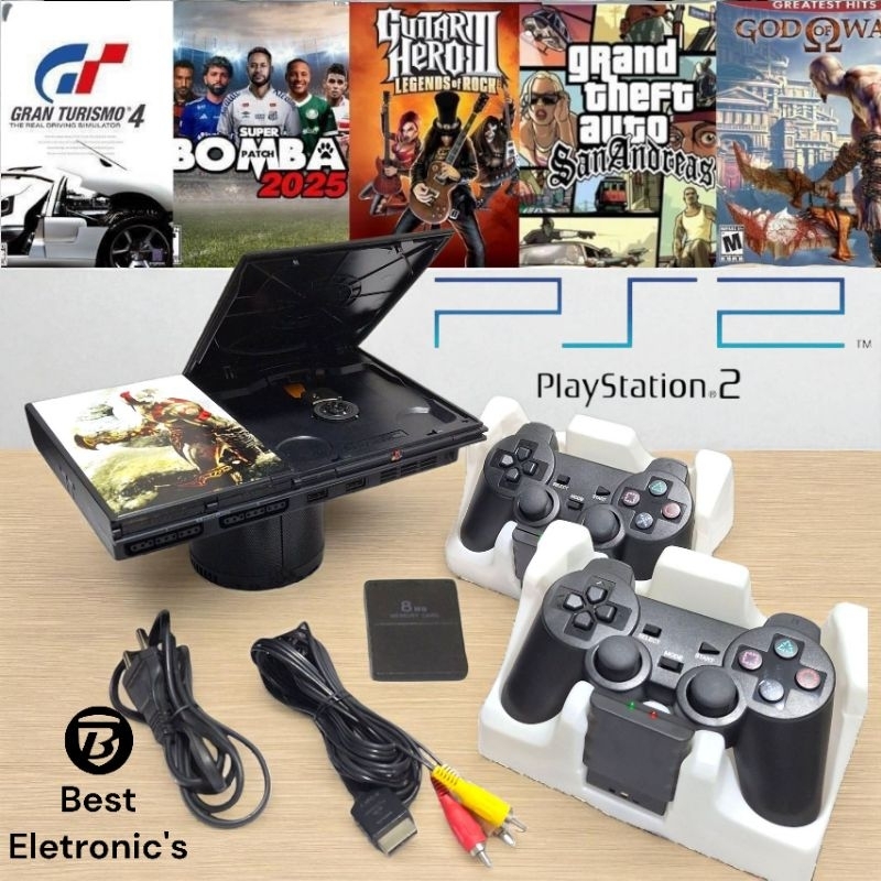 Playstation 2 completo + 2 controles + memory card - PS2 - Lotado de Jogos - PS2 Completo