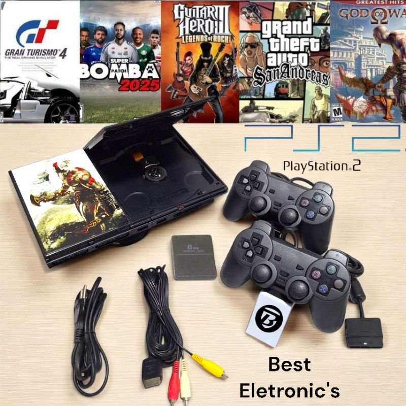 Playstation 2 completo + 2 controles + memory card - PS2 - Lotado de Jogos - PS2 Completo