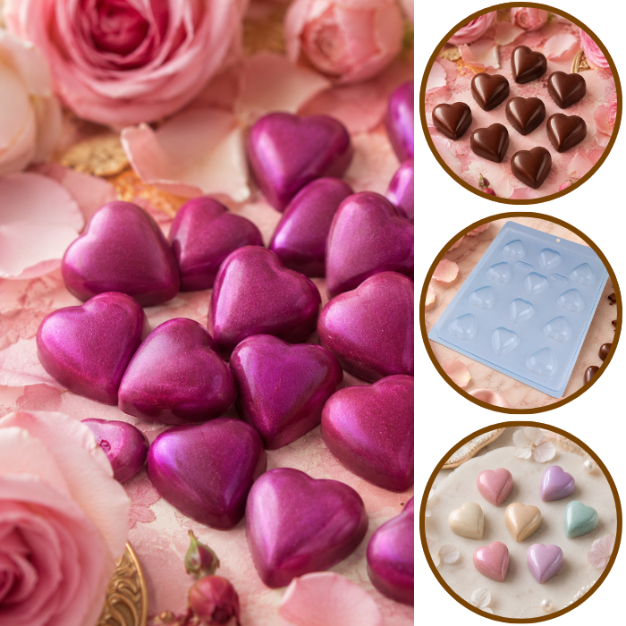 1~10 FORMA SIMPLES CORAÇÃO LISO P 25 - (H3) EM ACETATO BWB PARA BOMBOM, DOCES DE CHOCOLATE E CONFEITARIA.(CHOCO)