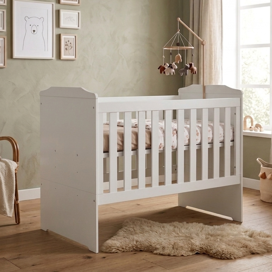 Berço Multiuso Carinho 3 em 1 Branco Vira Mini Cama Bebê Infantil MDF Suporte Mosquiteiro Com Colchão - AV