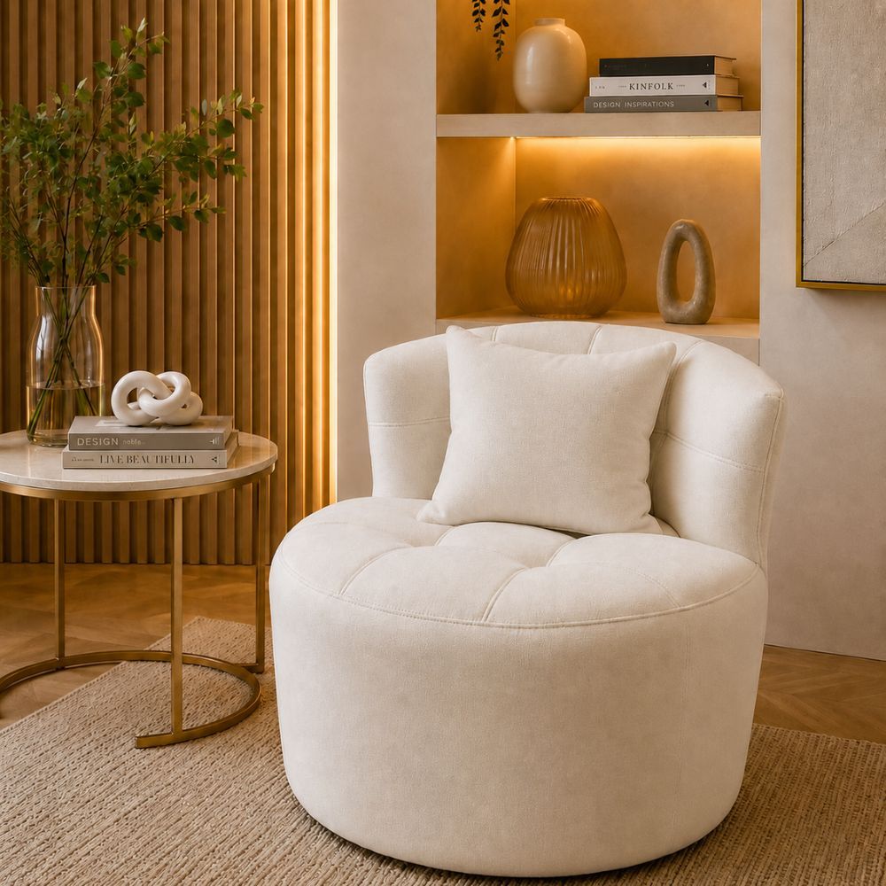 Poltrona Army Curva Sofisticada Luxo Sala Estar Quarto Camarim Exclusivo Tecido boucle offwhite
