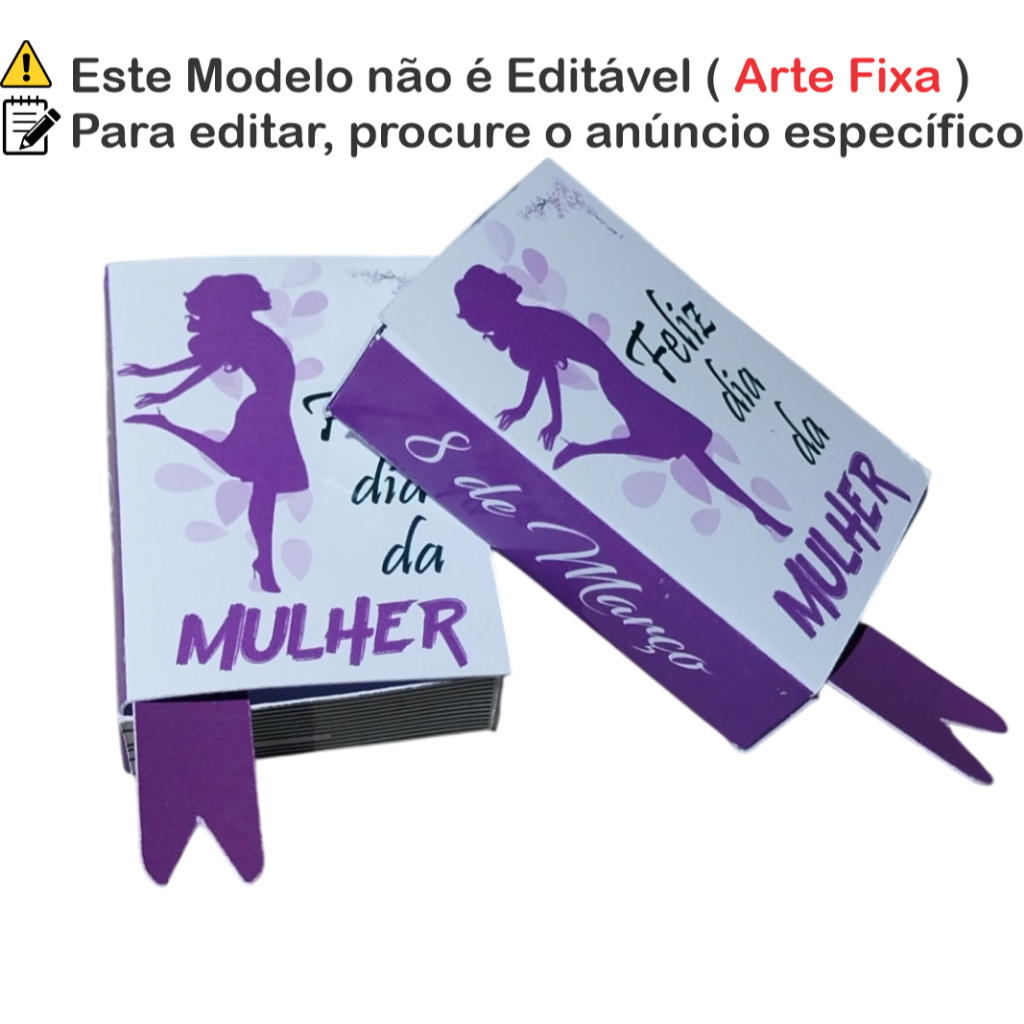 Lembrancinha Dia da Mulher Mini Livro Porta Bis – Caixinha Personalizada para Eventos | shilhueta lilás - cod sL 01